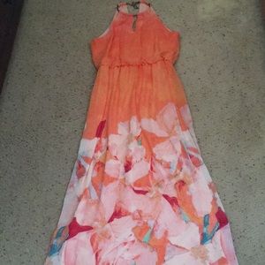 Bisou Bisou Peach Maxi Dress, size 12